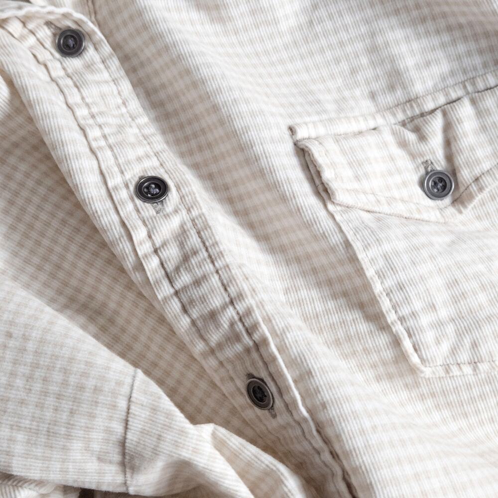 Woolrich Button Down Shirt Cotton Check British Tan Size L Minimalist Casual - Picture 10 of 12